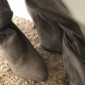 Brand new grey over the knee stretch boots